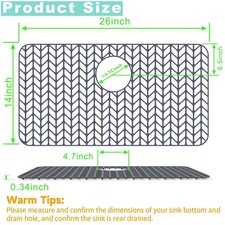 Kitchen Sink Protector Mat - Heat-Resistant Silicone - Grey