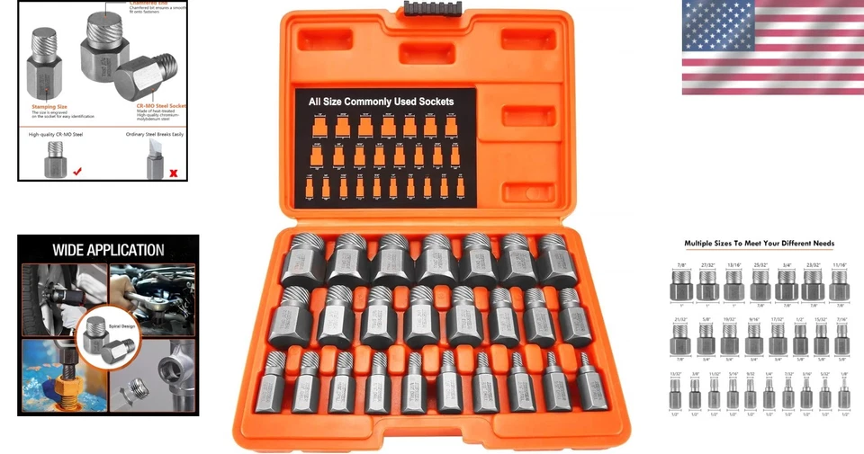 Juego de extractores de tornillos de alta resistencia - removedor de tornillos redondeados Foto 2 de 4