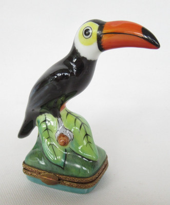 Vintage Limoges France Peint Main Toucan Bird Trinket Box RAP Studio 2 3/4''