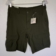 REI Sahara Cargo Shorts Mens 30 Hiking Camp Hike Trails UPF 50 Outdoor Green NEW
