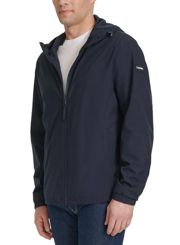 Calvin Klein Men's Full Zip Hooded Windbreaker Jacket, Navy, XXL - Picture 2 of 5