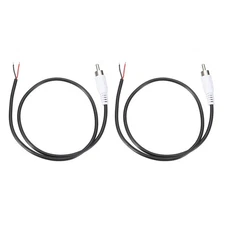 1.6FT RCA to Bare Wire Speaker Cable, White RCA Male Plug, Pack of 2