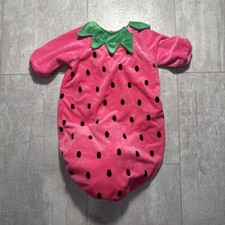 Pink Baby Strawberry Costume 0-6 Months No Leg Holes Cozy Side Zip Sack