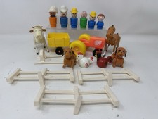 Vintage Fisher Price Little People Farm 915 Lot Tractor Animals Figures Fence