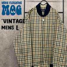 Yves Saint Laurent Checkered Blouson Honey Beige Men's Used