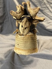 Todd Warner 1976 Signed Ceramic Moose Bell Sculpture Whimsical Art Pottery