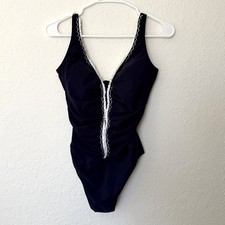 NWT Profile Gottex Tutti Frutti V-Neck One Piece Swimsuit Size 8 NEW Shirred