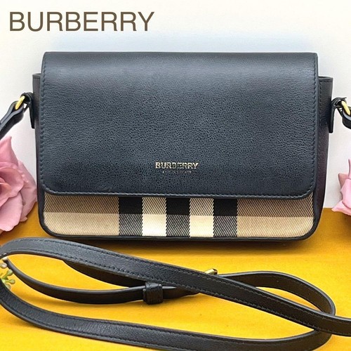 Burberry Hampshire Shoulder Bag Leather Canvas Multi-Color