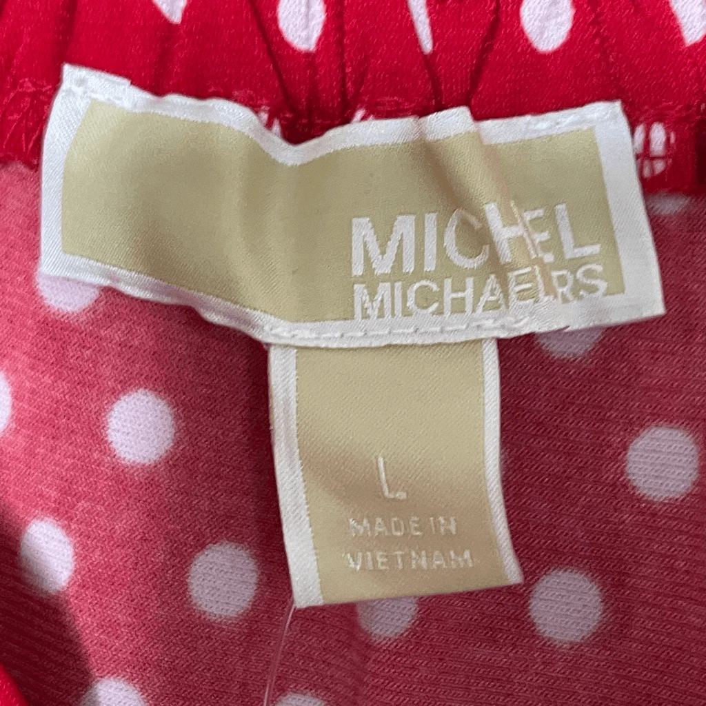 Abito midi Michael Kors rosso bianco a pois vita fumè taglia L nuovo