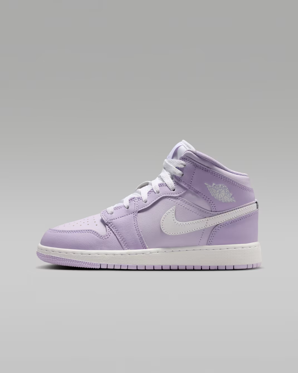 Air Jordan 1 Mid Violet Mist Barely Grape White Big Kids' (GS