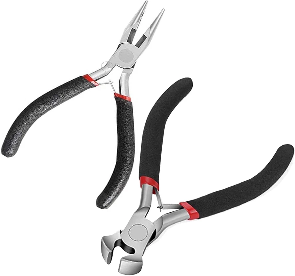 Juego de herramientas ergonómicas de reparación de cremallera: aguja-nariz y alicates de corte final de acero al carbono Foto 3 de 4