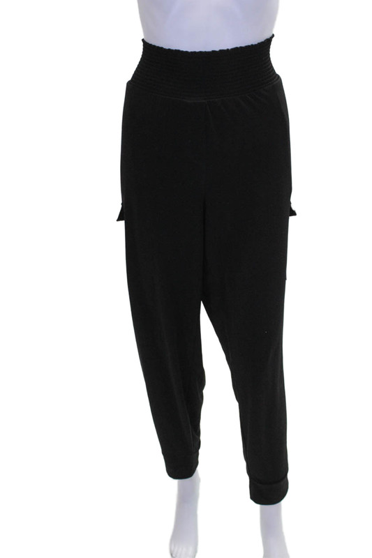 Calvin Klein Womens Elastic Waistband Flare Leg Casual Pants Black Size XL