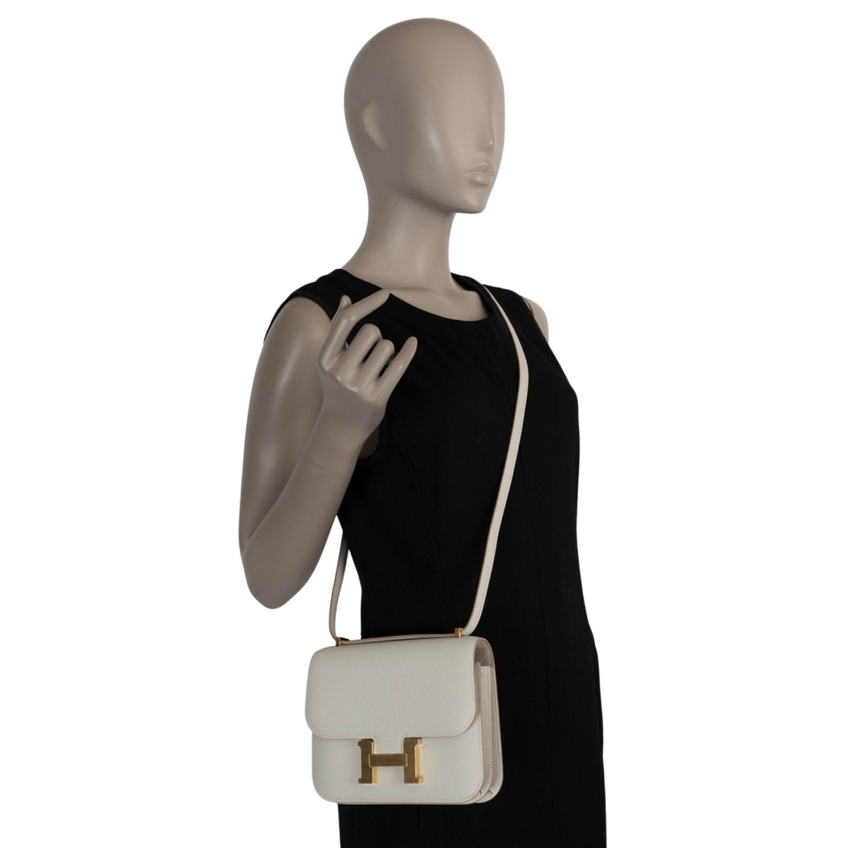 72058 auth HERMES Gris Perle Mysore leather CONSTANCE 18 MOROIR