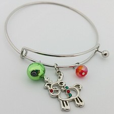 Six Piece Set Assorted Adjustable Matching Holiday Christmas Charm Bracelets