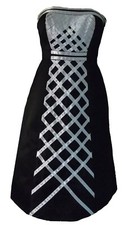 DEBUT Black & White Satin Ribbon Prom DRESS Size 6/Eur 34