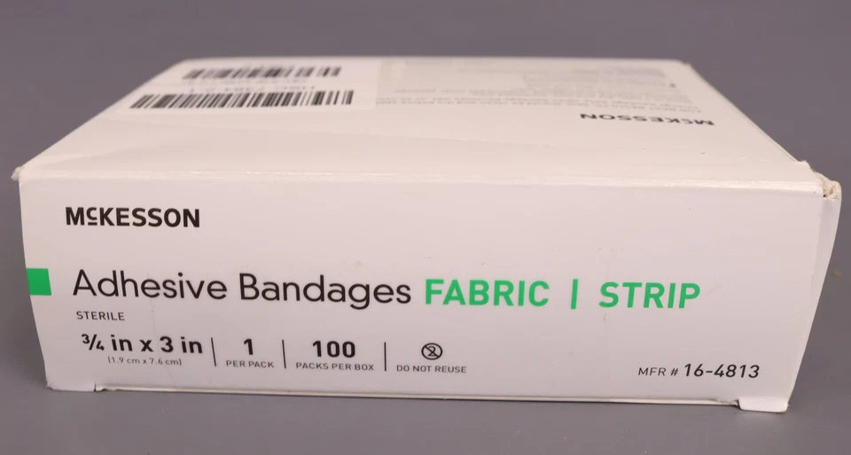 Tira adhesiva rectangular McKesson vendaje de tela 3/4 x 3 pulgadas (caja de 100) Foto 4 de 4