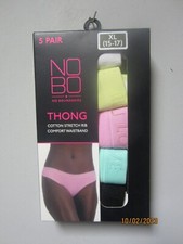No Boundaries Womens 5-Pr Cotton Stretch Rib Solid Thong Underwear Sz XL 15-17 