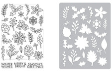 Hero Arts "WINTER FOLIAGE PATTERN" Clear Stamps  Cover Plate Die Bundle 2024