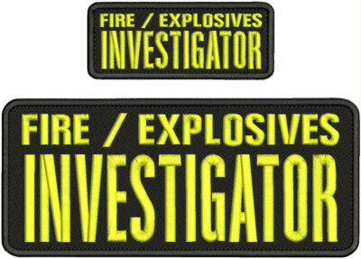 FIRE/EXPLOSIVES INVESTIGATOR EMB PATCH 4X10 & 2X5 HOOK ON BACK  YELLOW ON BLACK