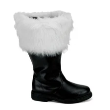 FUNTASMA SANTA-106WC Women's Black-White Wide Calf Santa With Fur Cuff Boots