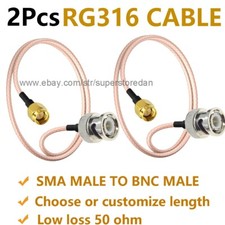 2Pcs RG316 SMA MALE to BNC Male Connector Lot RF Coaxial Extension Jumper Cable