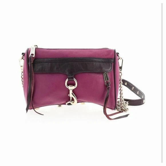 REBECCA MINKOFF Mini Mac Plum Leather Crossbody Shoulder Bag Purse EUC