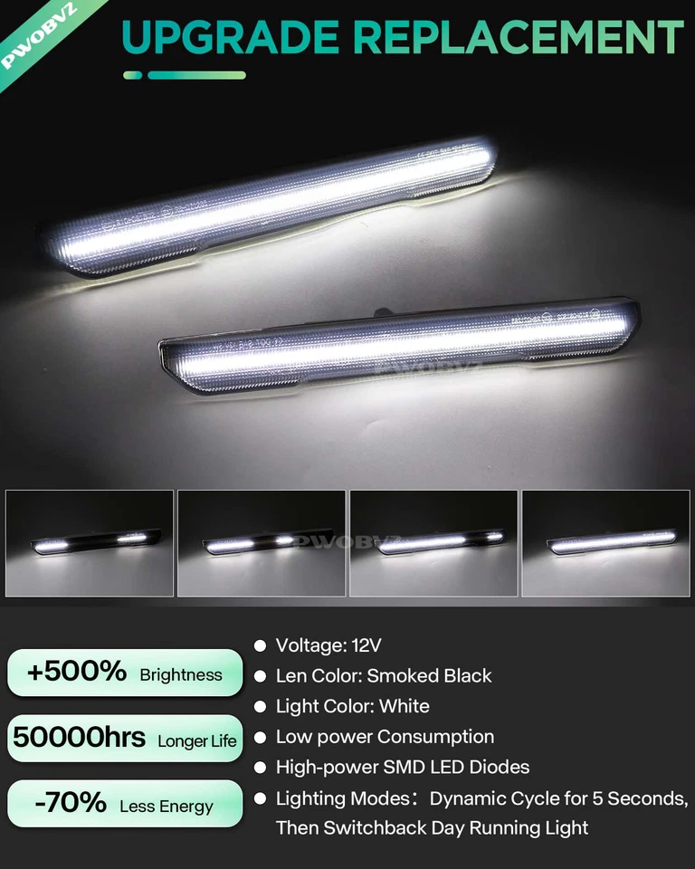 For 2020-2024 GMC Sierra 2500 3500 HD Front Rear Fender LED Side Marker Lights - Изображение 3 из 4