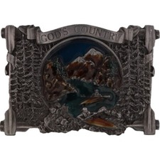 Wilderness Kayaking Kayak Hunting Fishing Mountain NOS Vintage Belt Buckle