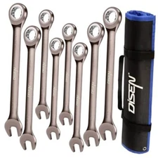  8pcs Large Ratcheting Wrench Set | Metric and SAE Combination Wrench Set 