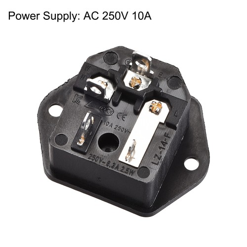 AC 250V 10A C14 Male Power Cord Inlet Socket 4Pin Inlet Module Power Socket 1Set - Afbeelding 2 van 4