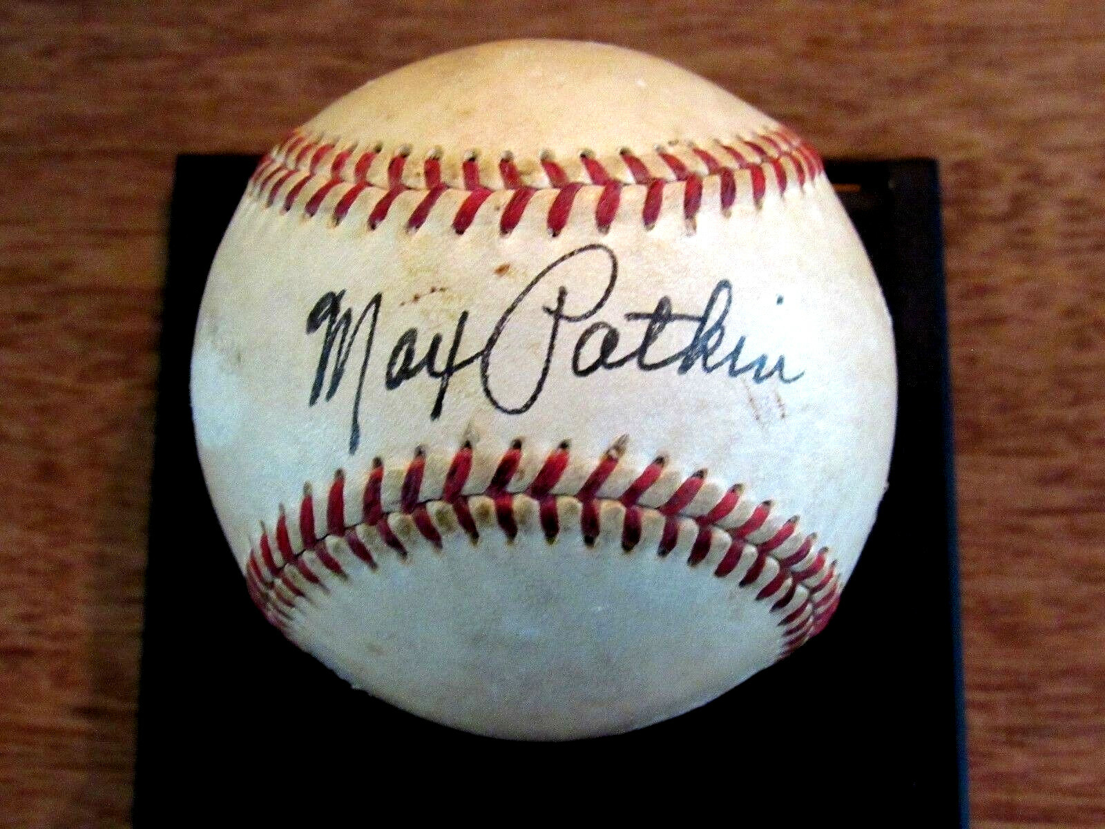 MAX PATKIN CLOWN PRINCE OF BASEBALL SIGNED AUTO SPALDING 50'S GILES BASEBALL JSA
