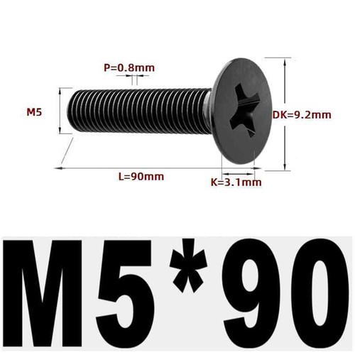 Black 304 Stainless Steel Cross Countersunk Head Screws Flat Head Long Screws - Picture 140 of 202