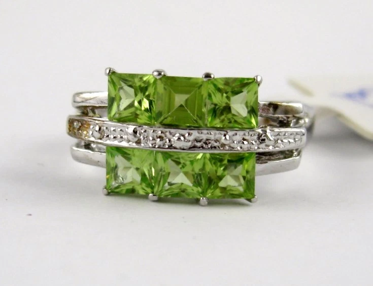 Anello di Agata Verde, Zirconi e Argento 925 - Anelli Agata - Gioielli