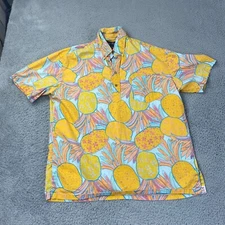 Chubbies The Nutter Polo Mens XL Yellow Tropical Print Cotton Short Sleeve Shirt