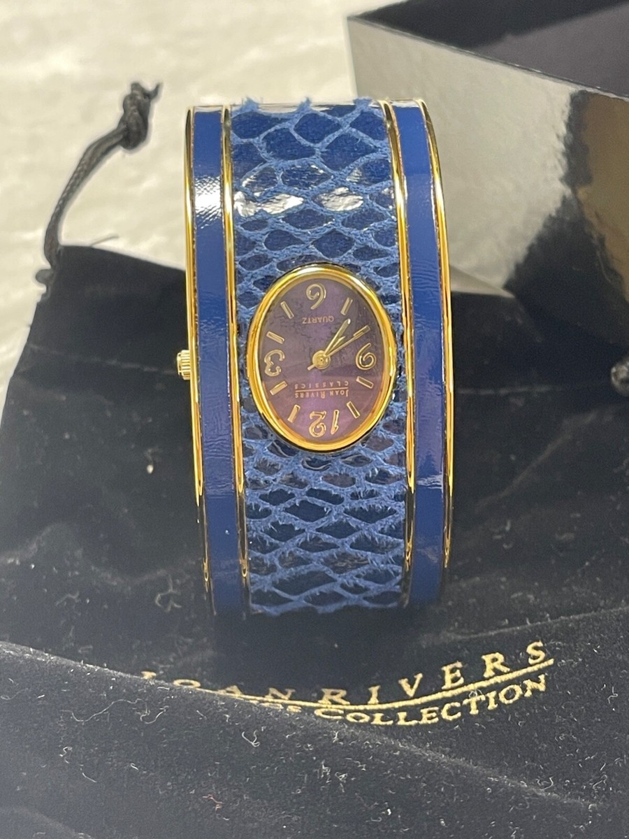 VINTAGE Joan Rivers Watch Snake Wristbands Cuff Foiled Gold Tone WORKING New Bat Vintage joan rivers snake - Gem main image 2