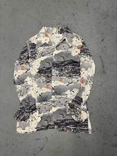 Vintage 1970s Sears Kings Road Seagull Print Disco Shirt Men's XL LONG SLEEVE