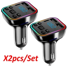 2pcs Car Bluetooth Receiver FM Transmitter Adapter Player Handsfree Wireless Kit