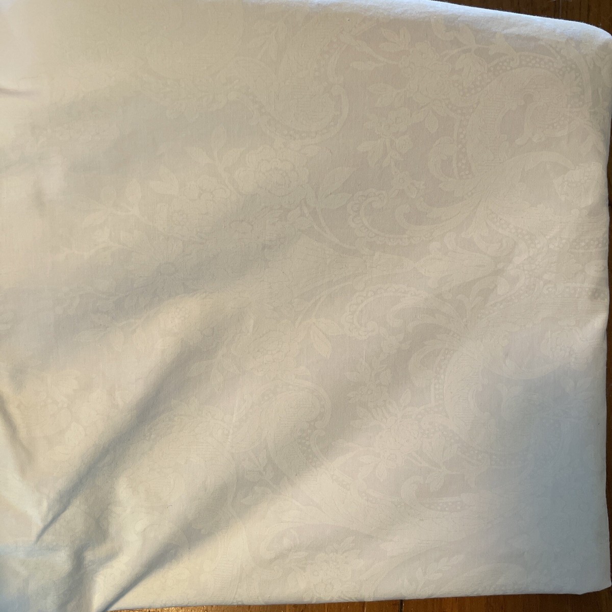 Ralph Lauren White Paisley VTG Flat Sheet Full ~ 84” X 104” Beige