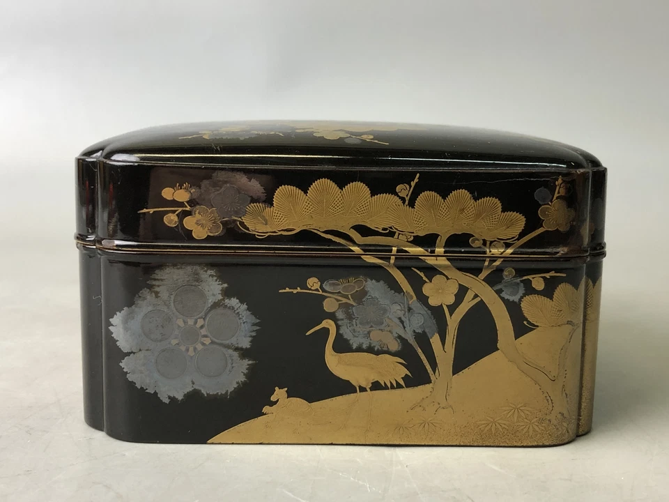 Y7886 BOX Gold Silver Makie small container Japan antique case storage interior - Image 4 of 4