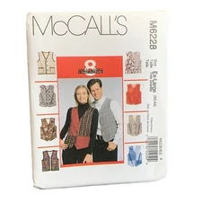 McCalls M6228 Vest Sewing Pattern Size XLarge Unisex Multiple Design uncut