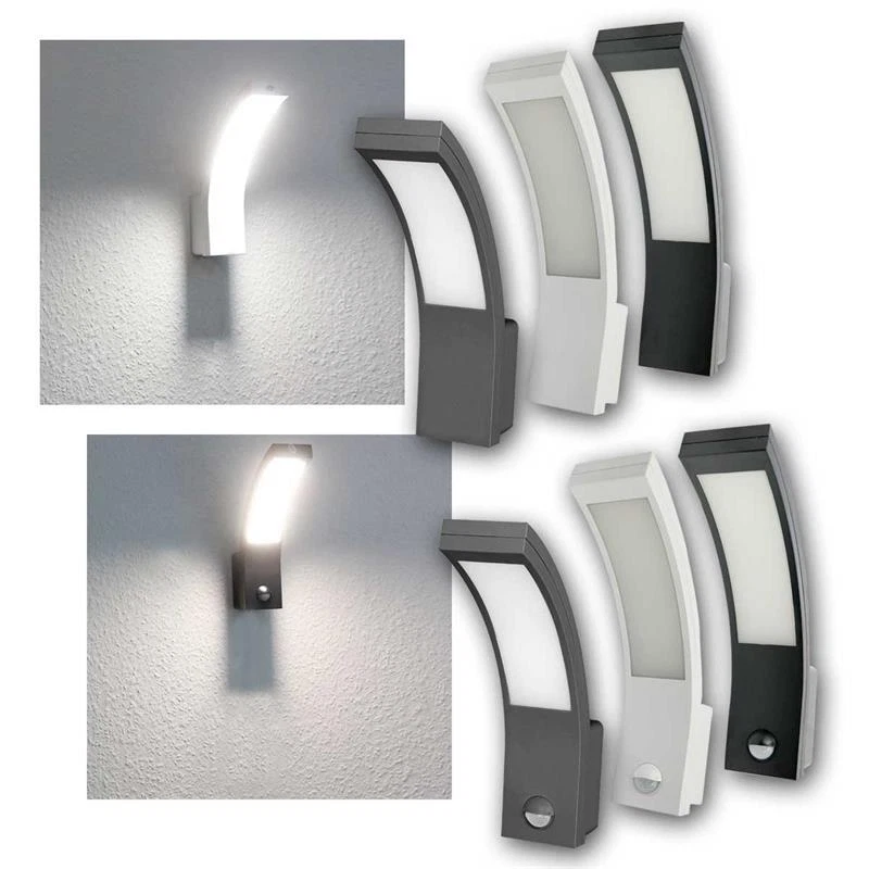 LED Aussen-Wand-Leuchte 10W 750lm mit Bewegungsmelder, Bogen-Wand-Lampe Stylisch - Bild 2 von 4