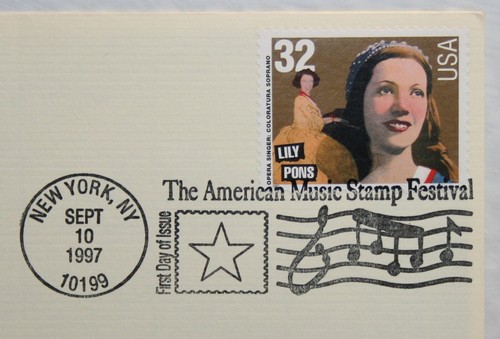 Francobollo USPS oro 22kt cantanti lirici Lily Pons emissione primo giorno - Foto 3 di 4