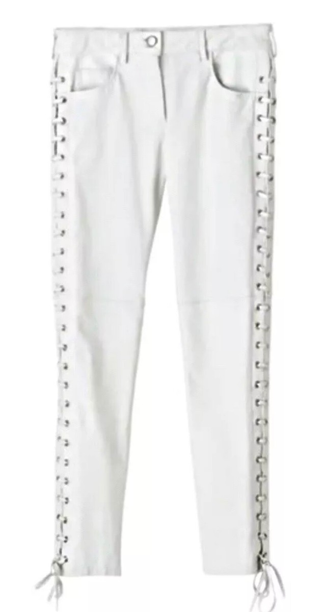 NWOT ISABEL MARANT H&M Lace Up LEATHER White SKINNY Pants