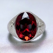 Garnet Gemstone With 925 Sterling Silver Ring For Men's AL764