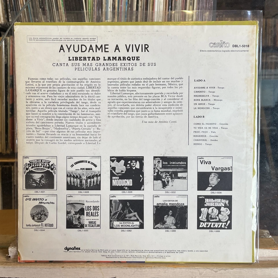 [LATIN]~EXC LP~LIBERTAD LAMARQUE~Ayudame A Vivir~[Original 1970~CARINO~Issue] - Image 2 of 4