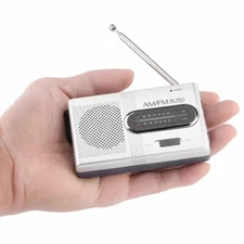 Portable Mini Pocket Travel AM FM Radio Battery Powered Built-in Speaker Stereo