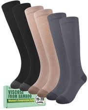 Compression Socks for Women 1520 mmHg with Viscose from Bamboo, 3Pair Knee Hi...