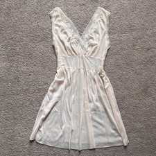 Vintage Sheer Pink Floral Nightgown Womens Size L Romantic Dainty Coquette
