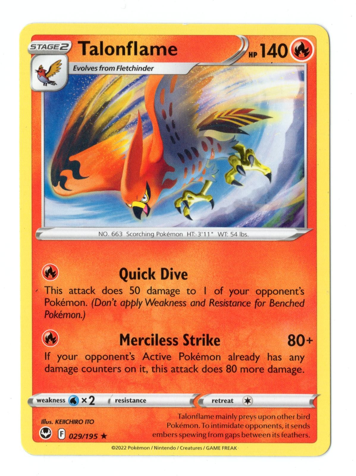 Talonflame 029/195 Rare Silver Tempest Pokemon Lightly Played