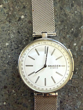 Skagen Hybrid Smartwatch 42mm Silver Steel Case Mesh Band White Dial Box